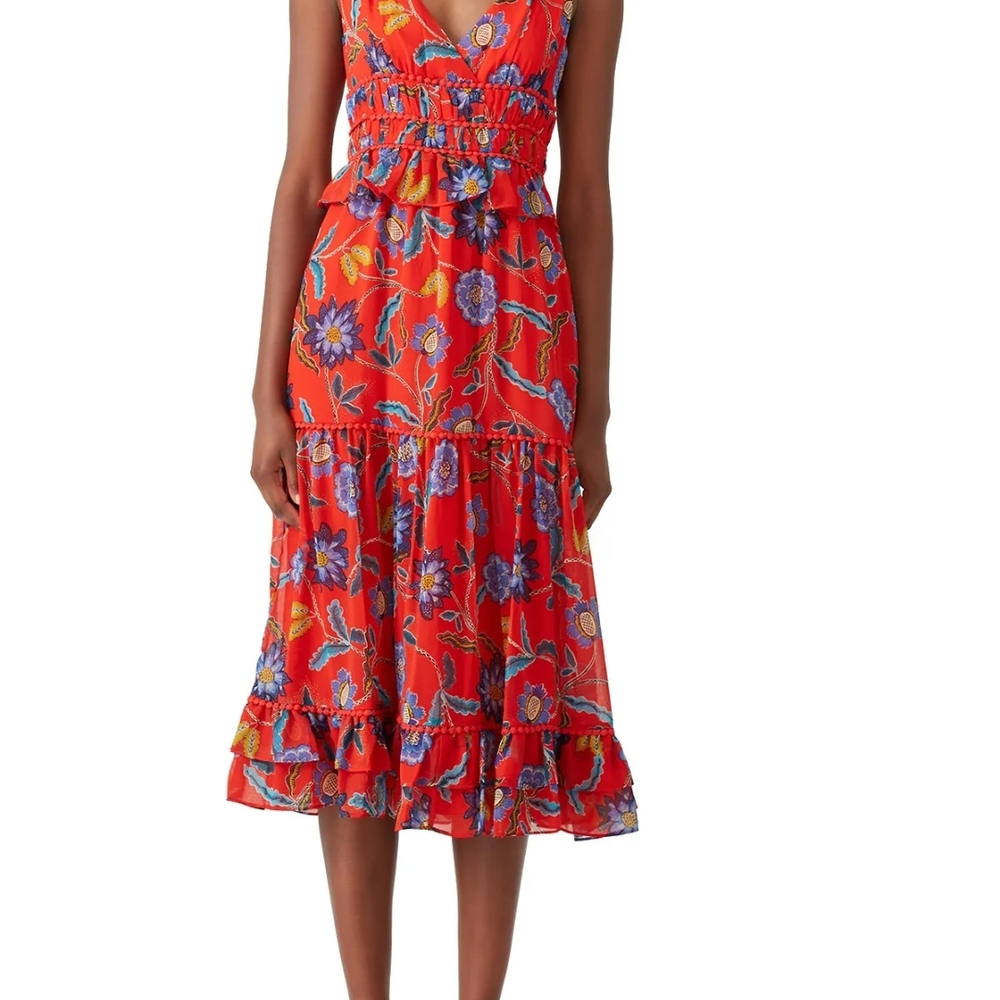 Rebecca Minkoff Red and Purple Midi Dress